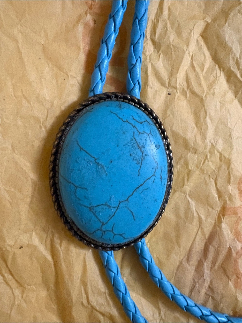 Turquoise Blue Stone Bolo Tie - Women Jewelry